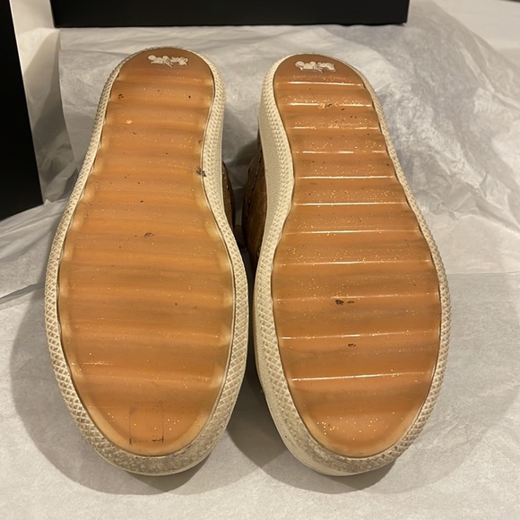 Coach, tan and nude sneakers with snake skin and gold hardware - Picture 4 of 6